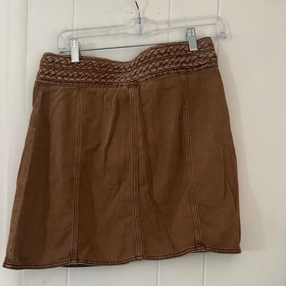 Free People Tan Mini Skirt with Braided Waist - Picture 2 of 3